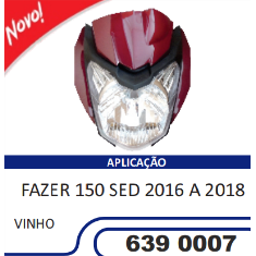 Carenagem Farol Completa Compatível Fazer-150 2016/2018 SED (Vinho) Sportive